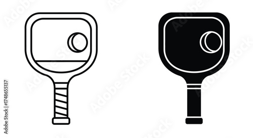 Two pickleball paddles shown in contrasting black and white designs