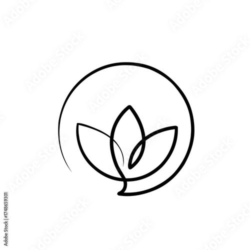 line illustration of a rose, line illustration of a blooming flower. line illustration of a flower forming a circle
