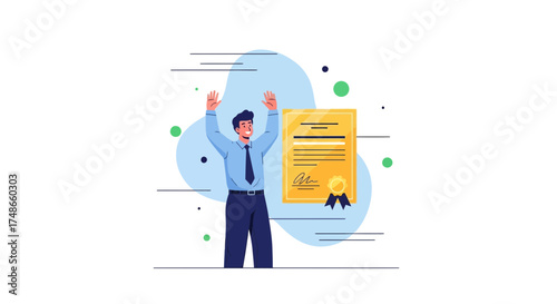 Successful Professional Celebrates Achievement: Symbolic Representation of Accomplishment And