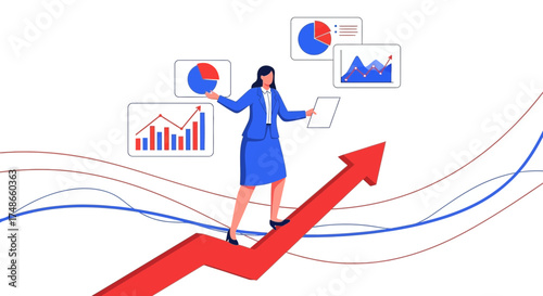 Successful Businesswoman Striving For Growth, Representing Financial Progress And Development