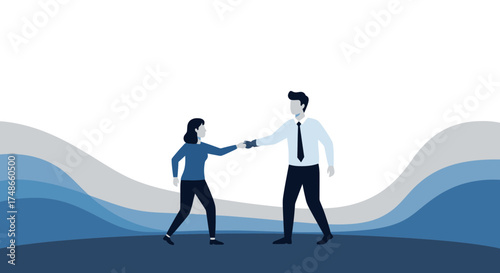 Successful Collaboration: Two Individuals Joining Hands in a Symbolic Business Arrangement