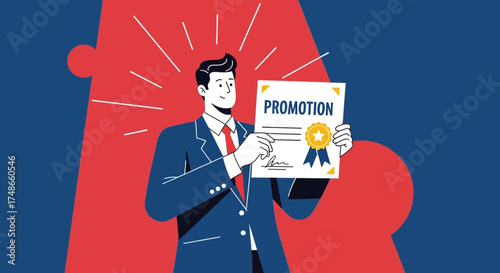 Successful Employee Shows Certificate Indicating Promotion And Career Development Achievement