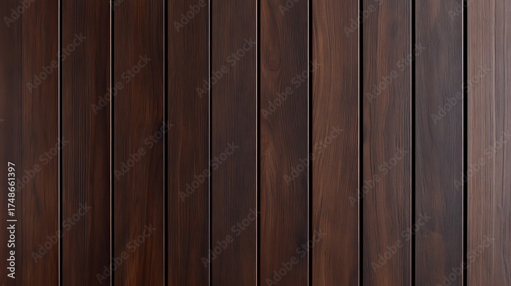 Obraz premium Elegant dark wood paneling. Sophisticated wall or floor texture. Ideal for backgrounds or architectural visualizations. Timber adds warmth and class.