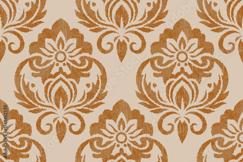 Ethnic abstract ikat fabric artwork with seamless patterns, combining tribal, indigenous and Mexican embroidery with Aztec geometric motifs. Ideal for rugs, wallpapers, throws, fabrics and clothing.