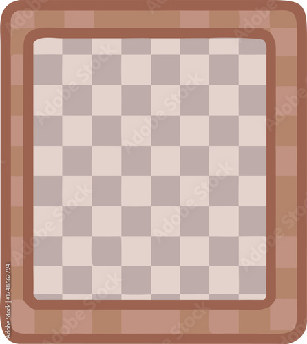Empty wooden chessboard frame with transparent playing squares for game design