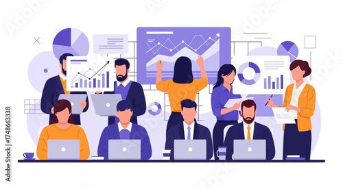 Successful Team Celebrating Financial Achievements With Modern Data Analytics