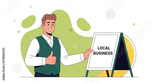 Supporting Small Local Enterprises with a Professional Young Man Giving a Thumbs Up