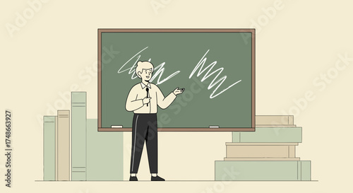 Teacher Presenting Information In A Classroom Setting, Education And Learning Concept