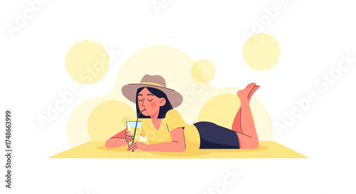 Summer Daydream Depicting Leisure: Sipping Lemonade In Peace And Serenity