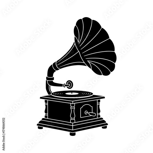 Vector art of vintage gramophone