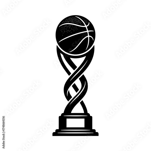 Vector art of modern basketball trophy with twisted base