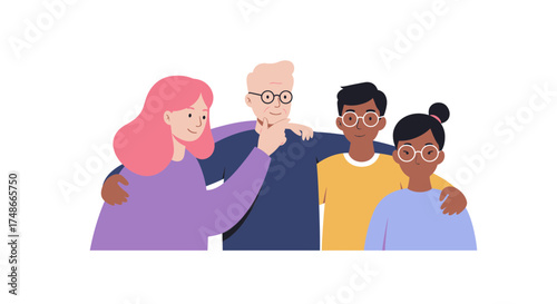 Warm embrace of a diverse family, a heartwarming scene celebrating unity, love, and togetherness across generations, perfect for family-focused campaigns