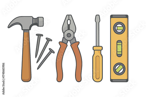 Essential tools for home improvement projects displayed on a clean background