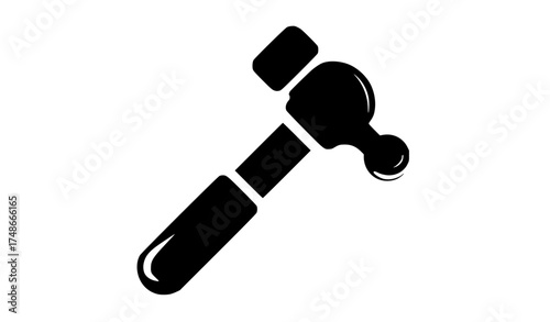 a black and white silhouette of a hammerblack, flat, hammer, icon, illustration, profile, style, tool 