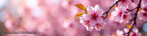 Serene background of gently falling pink sakura petals on a soft, blurred backdrop, peaceful, pink petals, elegant