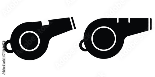 dog training whistle silhouette pets vector icon set