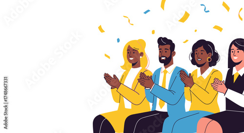 Team Celebrating Success, Happy People Clapping, Business Appreciation and Accomplishments