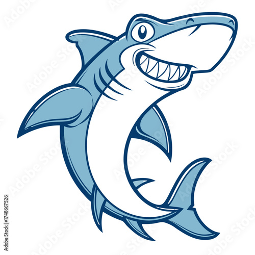 Hammerhead Shark Wide Blocky Shape Mascot Logo Vector Illustration for Esports and Modern Branding Design