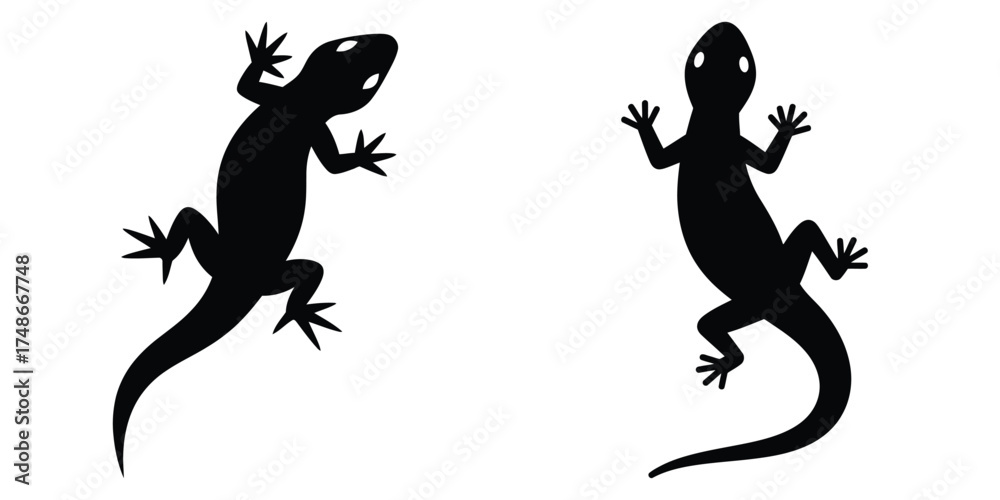 Obraz premium lizard silhouette pets vector icon set