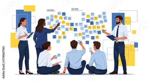 Team Collaboration In A Modern Office Setting, Project Planning And Idea Generation