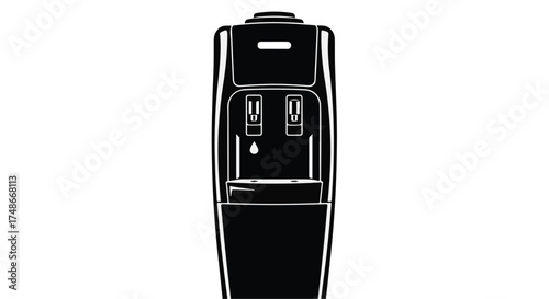 Modern black water cooler dispenser with cool and hot water options