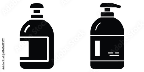 pet shampoo bottle silhouette pets vector icon set