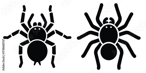 tarantula silhouette pets vector icon set