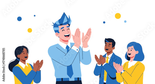Team Celebrating Success With Applause And Enthusiastic Expressions Of Happiness Together