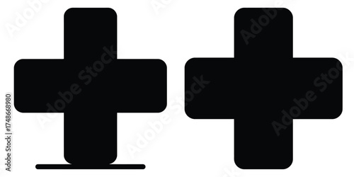 veterinary cross silhouette pets vector icon set