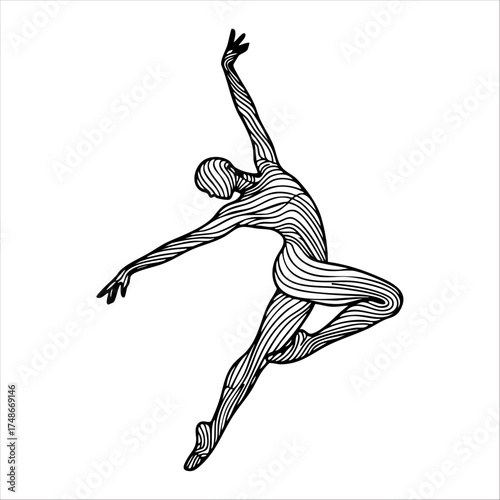 An artistic illustration of a ballet dancer gracefully leaping, embodying fluidity and elegance