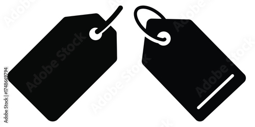cat tag silhouette pets vector icon set