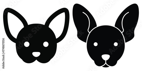 dog ear silhouette silhouette pets vector icon set