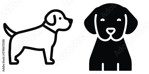 dog outline silhouette pets vector icon set