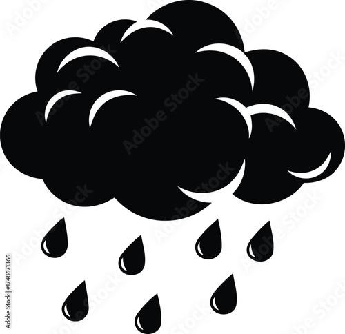 Rain Cloud Silhouette: A dramatic silhouette of a dark rain cloud releasing droplets, capturing the raw essence of the tempestuous weather. 