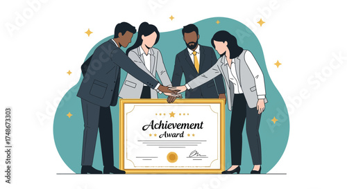 Teamwork Embraces Achievement Award Celebrating Success and Collective Effort