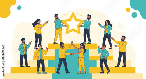 Teamwork Fosters Success And Achievement With Cooperative Effort And Celebration