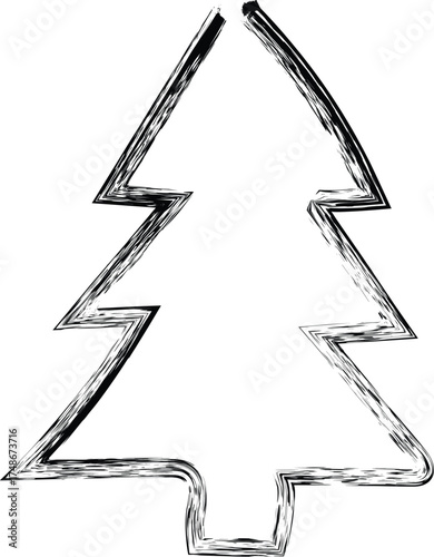 A minimalist sketch of a Christmas tree, perfect for holiday themes. The outline showcases a stylized evergreen shape.