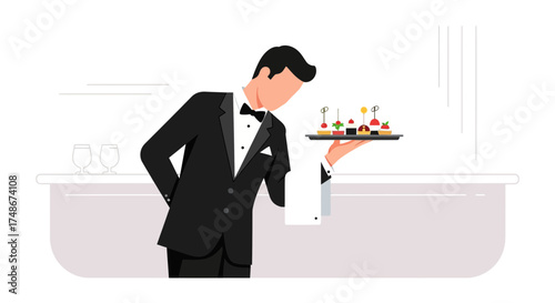 The Formal Event: A Well-Groomed Server Presents Appetizers Graciously