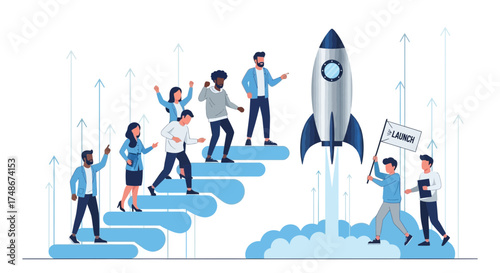 Teamwork Ascending to New Ventures, Celebrating the Aerospace Launch with Innovation