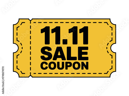 Vector art of golden ticket coupon for 1111 sale promotion special offer discount concept