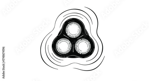 Close-up of a rotary shaver head with vibrating waves, symbolizing clean efficiency.