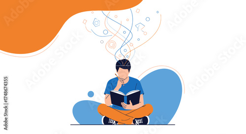 Thoughtful Person Reading a Book, Exploring Complex Ideas and Abstract Concepts