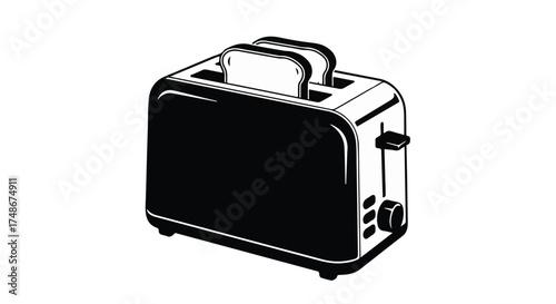Classic chrome toaster with two slices of bread ready for breakfast