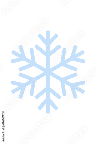 Light blue snowflake. Delicate winter ice crystal design with symmetrical branches for holiday decorations, Christmas cards, and seasonal designs. High resolution PNG