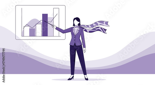 Upbeat Business Professional Presenting Statistical Data On A Modern Presentation Display