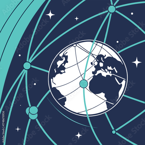 Abstract Earth Network Connections Globe communication