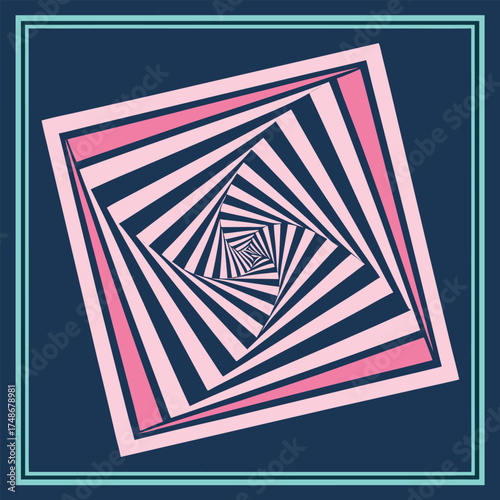 Abstract Geometric Tunnel with Pink and Teal Stripes