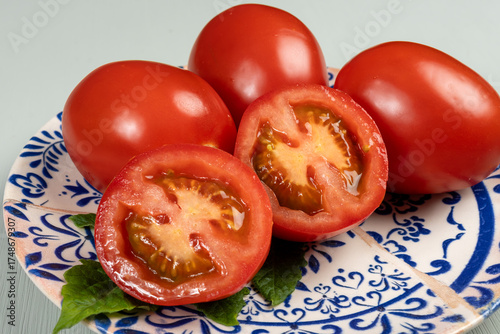 Red ripe roma tomatoes used for pasta sauce or tomatpes sauce in Italian cuisine