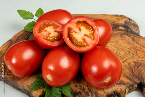 Red ripe roma tomatoes used for pasta sauce or tomatpes sauce in Italian cuisine