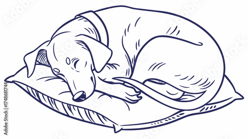 Resting Dog on a Pillow in Cozy Home Environment - Illustration